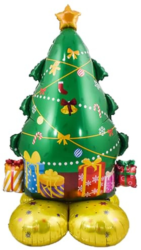 DazzJoy Weihnachtsbaum Folienballon Stehend, XXL Weihnachtsbaum Deko Luftballon, Weihnachtsdeko Helium Ballons, Weihnachten Luftballons Kinder, Weihnachtsballons Stehender für Weihnachten Outdoor Deko