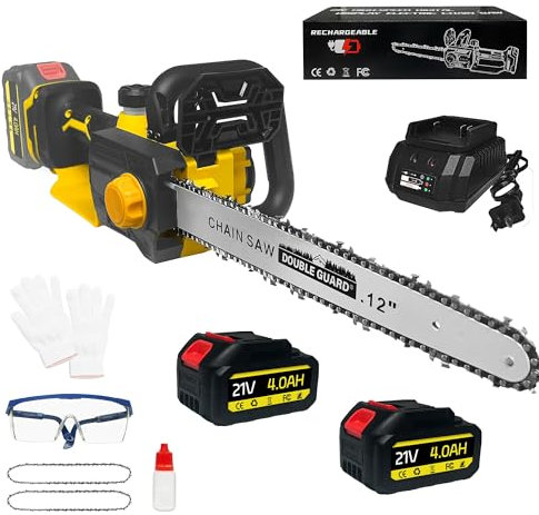 12 Zoll Kettensäge mit Akku 8000mAh, Elektro Kettensäge für Makita 18V Akku, mit Automatischer Öler und Ersatzkette, Handkettensäge Akku für Gartenscheren Astschere Holzschneidenz