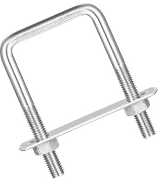 MACHSWON Vierkant-U-Bolzen, 2er-Set, 304 Edelstahl, M8, U-Bolzen, 45 mm Innenbreite 80 mm Länge, mit Muttern und Rahmenplatte für Autos, Boote, Anhänger
