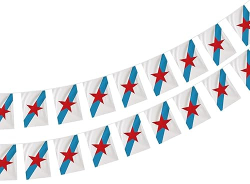 Bandera de Galicia 40 Unidades Guirnalda Estreleira 11.4M Banderines Pequeños