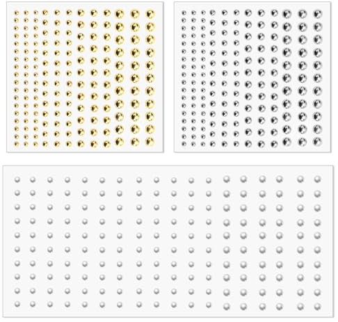 kiki fancy Lippenstecker Fake Piercing 3 Blätter, Fake-Nasenstecker, Augenbrauenstecker, nicht Durchdringender Nasenstecker zum Aufkleben Silbrig Golden Perle Bauchnabelaufkleber, Coole Punk Y2K