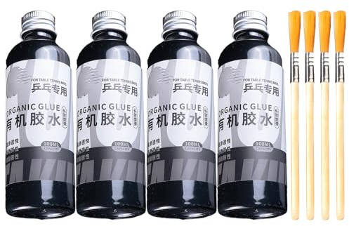 Lueear Table Tennis Racket Rubber Glue Tennis Racket Glue With Special Brush Professional Table Bat Adhesive Set For Daily Training And Competition Use, 100ml(pack of 4)