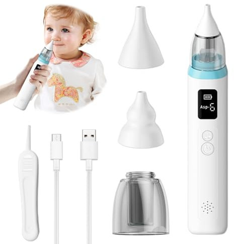 Nasensauger Baby, Nasal Aspirator baby mit 6 Saugstärken, Elektrischer Nasensauger Baby Staubsauger mit 2 Silikonspitzen with Musik für Neugeborene, Klein kinder, Säuglinge