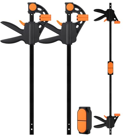 TOOLMAYS 2pcs 305 mm/ 12Inch Clamps for Woodwork with Connector, Wood Clamps Quick Grip, Splicable to 154 mm - 950 mm One-Handed Clamp, Ratchet Clamp, Max 80 Kg Load Limit