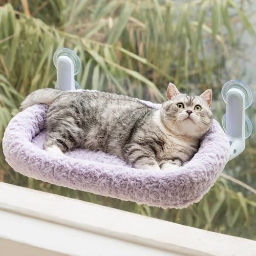 EDAGNY Elegante Cama para Gatos Ventana Plegable Rose-felpa, con Funda Reversible Extraible para Tomar el sol Hamaca Para Gatos Ventana Robusto Capacidad para hasta 15 kg