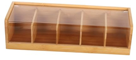 OUNONA Boîte à Thé Compartimentée Sections avec Couvercle Transparent Poussière Organisateur de Sachets de Thé pour Cuisine Rangement Pratique et Protection Optimale