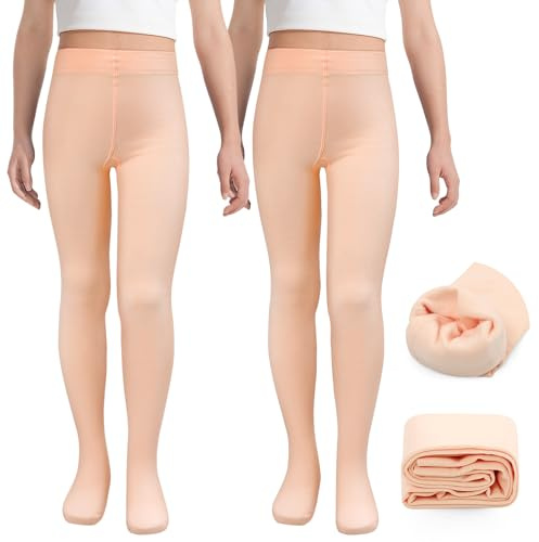 MK MATT KEELY 2 Paia Collant Termici Bambina Leggins Felpati Invernali Ragazze Collants Calze Danza Caldo,Rosa balletto,3 4 5 Anni