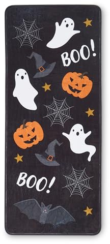 OHS Runners Rugs for Hallway, Halloween Pumpkin Ghost Printed Hallway Runner Soft Non Shedding Non Slip Halloween Decorations Carpet Runners for Living Room Kitchen, Black - 50 x 120cm