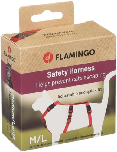 Flamingo Katze Sicherheitsgeschirr Zera Rot M/L 25-31cm 40-56cm 35-53cm 15mm