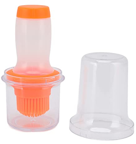Dispensador de aceite, botella de 60ml, cepillo de silicona de grado alimenticio, dispensador de aceite de cocina con aislamiento térmico uniforme (Naranja)