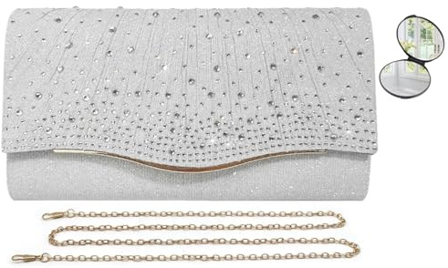 HKYUECHI Clutch schwarze Damen, niedliche Handtasche schwarze kleine Abendtasche mit Kette, Handtaschen für Frauen, Glitter Crossbody Schultertasche Clutches für Party, Hochzeit, Cocktail