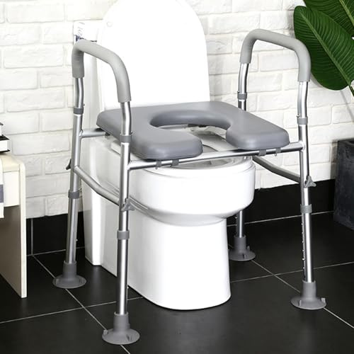 Sedile WC rialzato con manici, altezza e larghezza regolabili, alzata antiscivolo per WC, per disabili, per anziani incinte, disabili, 181,4 kg, adatto a qualsiasi sedile