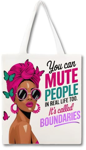 izaya Women's Reusable Tote Bag, Large Fabric Tote Bag, Boundaries Quote, Lightweight Shopping/Shopping Bag for City Beach Work, Gift Idea for Friends/Colleagues