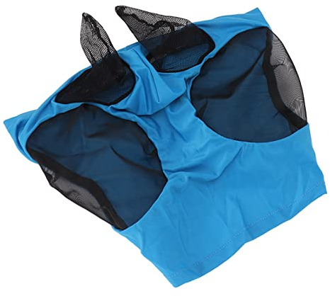 Alomejor Alomejor Máscara contra Moscas de Malla para Caballos, Cubierta Elástica Transpirable para la Cara del Caballo con Protección para los Oídos para Montar en Equipo Ecuestre, Tejido de Punto,