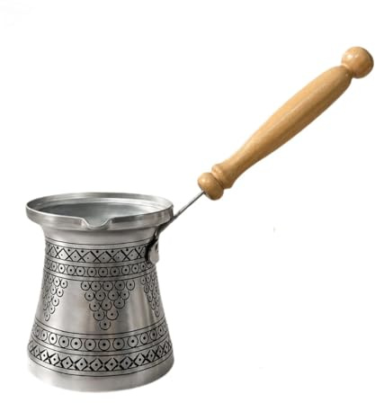 perfk Turkish Coffee Pot Stoves Maker Arabic Greek Pot for Kitchen, Silver