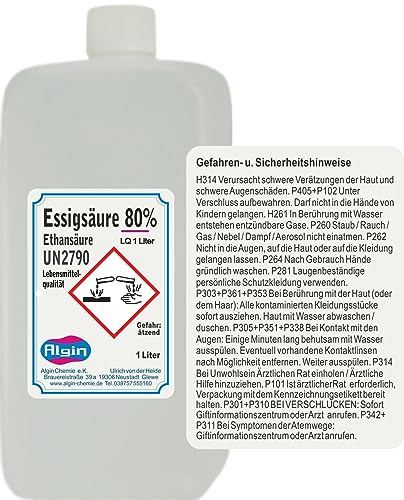 Algin Essigsäure 80% - 1 Liter Lebensmittelqualität