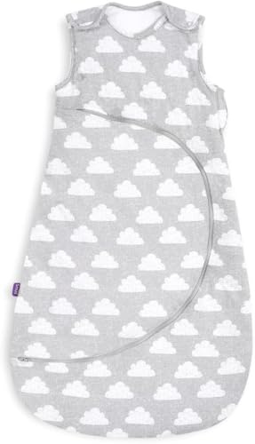 Snuz Baby Sleeping Bag with Nappy Zip - For Easy Nappy Changes, Super Soft Cotton Sleeping Bags with Easy Fit Poppers, Meets British Safety Standard, Cloud Nine, 2.5 Tog 0-6M