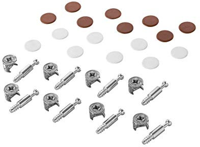 Gedotec 1 Set - Möbelverbinder 15 mm braun & weiß | Exzenter Schrank-Verbinder | MINIFIX | Verbinder für Bohrloch Ø 5 mm | Komplett-Set - MADE IN GERMANY | Schraubverbinder für Holz-Möbel