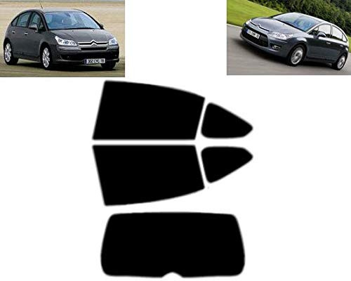 Tintcom.com Passgenaue Tönungsfolie für-Citroen C4 5-Türen 2004-2010 Heck/Seitenscheiben (05% Tiefschwarz)