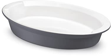 Giannini CERAMAX - Bandeja Ovalada de cerámica (31 x 22 x 5 cm), Color Gris Oscuro Mate