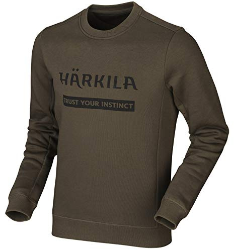 Härkila Sweatshirt in Grün und Braun für Herren - Pullover mit Logoaufdruck langärmlig aus Baumwolle - Dicker Outdoorpullover für Jäger und Freizeitaktivitäten, Größe:3XL, Farbe:Willow Green