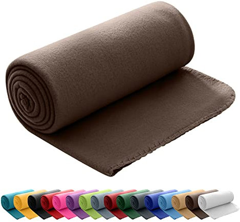 wometo Polar Fleecedecke OekoTex 130x160 cm ca. 400g schwer mit Anti-Pilling und Kettelrand braun, weitere Farben erhältlich