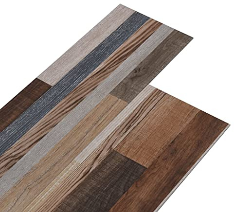 vidaXL PVC Laminat Dielen Vinylboden Vinyl Boden Planken Bodenbelag Fußboden Designboden Dielenboden 4,46m² 3mm Selbstklebend Mehrfarbig