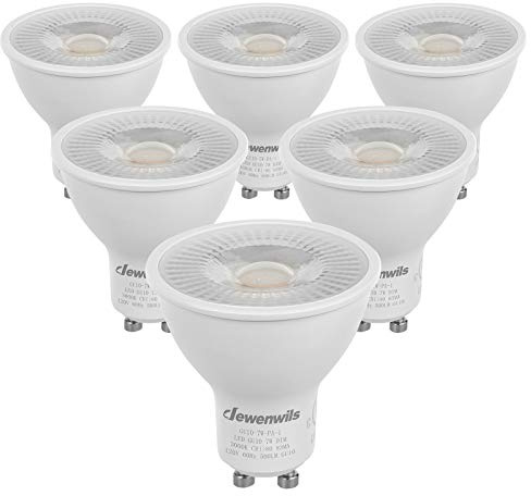 DEWENWILS 6-Pack GU10 LED Bulb Dimmable, 3000K Warm White GU10 Bulb Replacement for Track Lighting, 500LM, 7W(50W Equivalent) LED Light Bulb for Kitchen, Range Hood, Living Room, Bedroom
