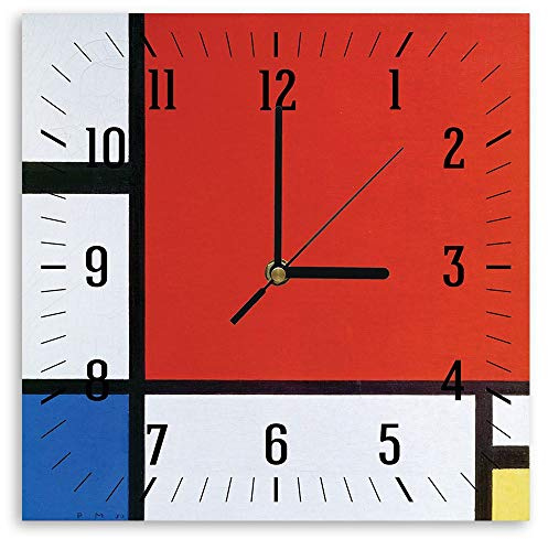 LegendArte - Orologio murale - Composizione Ii In Rosso, Blu E Giallo - Piet Mondrian - Decorazione da Parete cm. 30x30