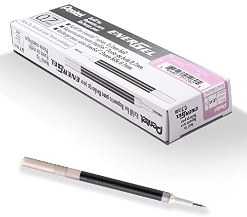 Pentel Energel LR7, Recharge pour rollers encre gel Energel pointe moyenne 0,7 mm, Lilas, Lot de 12