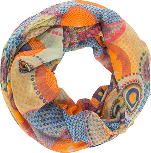 fashionchimp Damen-Loop mit Kreis-Muster, Psychedelic-Print, Schlauchschal, Sommer-Schal für Damen (Orange)