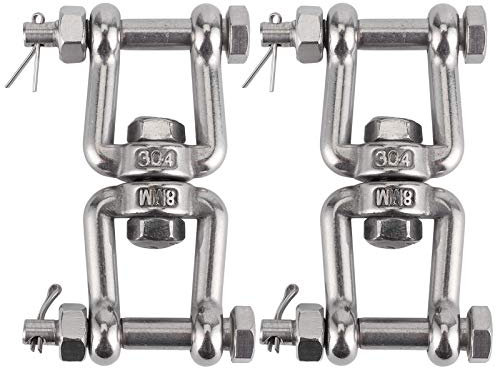Fafeicy Grillete giratorio de acero inoxidable de 2 piezas, gancho de ojo giratorio de doble extremo M8 para cadena de ancla giratoria, Terminales