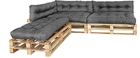 MAKOSAS Palettenkissen | Palettenpolster | Palettenauflagen | Palettenpolster | Palettenmöbel | Palettensofa Sitzkissen Set (6er Set (3 * 120x80 cm + 3 * 120x40 cm))