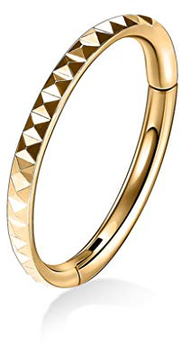 20G Septum Clicker Ring Daith Ohrringe Conch Schmuck Nahtloser Clicker Ring Seitenpyramide Chirurgenstahl Turm Tragus Knorpel Conch Piercing Schmuck Kleiner Hoop Ohrring Nasenring 8mm Gold