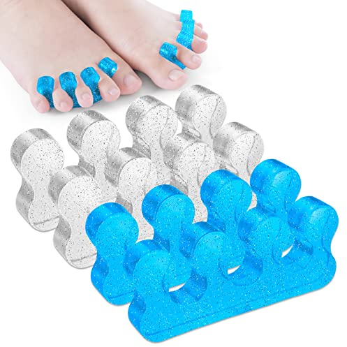 Molain 4 Stück Silikon Zehentrenner für Füße, Gel Nagellack Zehenabstandshalter für Männer und Frauen, Glätteisen und Korrektoren für überlappende Zehen, Ballenzehen Hammerzehe Fußschmerzen Linderung