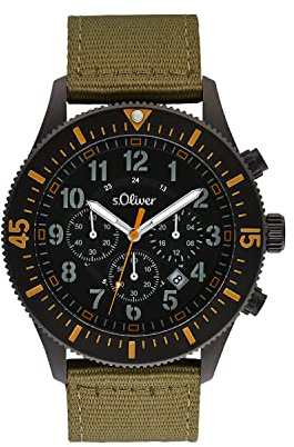 s.Oliver Armbanduhr Herren Chronograph Analog, mit Leder Armband, 5 bar Wasserdicht, Kommt in Uhren Geschenk Box