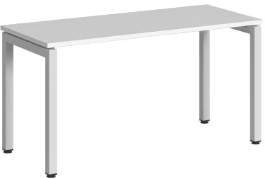Steelcase Ottima Portico Homeoffice-Schreibtisch in fixer Höhe, Melamin-Tischplatte in der Farbe Snow und Gestell in der Farbe Pearl Snow, einfache Montage (140 x 60 cm)
