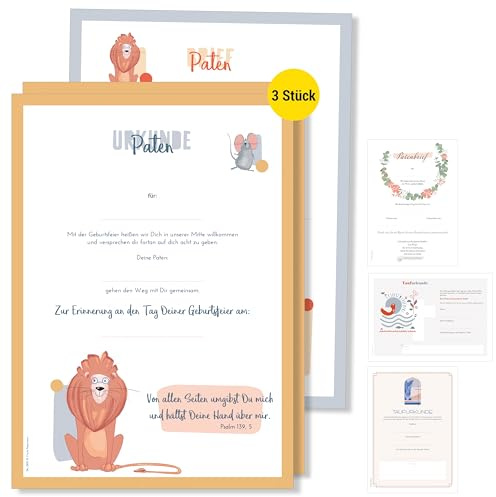 Frank Paperman® Patenurkunde – Design Verspielt (DIN A4) | Personalisierbarer Geschenkgutschein zur Taufe & Patenschaft, hochwertiger Druck, sofort ausfüllbar