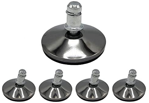 Office Chair Bell Glides Replacement, Replace Swivel Caster Wheels to Fixed Stationary Foot, Dia 7/16(11mm) stem fit Most Office Chairs, Low Profile Bell Glides Feet Set of 5 (Silver Large) | Fixed Chair Glides, Stationary Foot Set Of 5, Silver Large, Anti Slip Low Profile, Soft Rubber Base For Floors, No Wheels