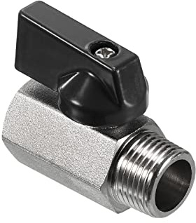 PATIKIL 3/8 NPT Brass Mini Ball Valve, 1 Pack NPT Female to Male Shut-Off Valve for Pipe Coupler Connector, Black