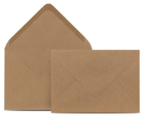 25 Briefumschläge DIN C6 Kraftpapier Braun - 11,4 x 16,2 cm - Kuverts mit 120 g/m² Nassklebung spitze Klappe - Umschläge ohne Fenster - Colours-4-you