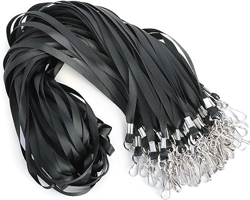 LOCONHA Lanyards for Id Badges Lanyards Safety Badge Lanyard 36 with Swivel Hook (Black 100 Pack)