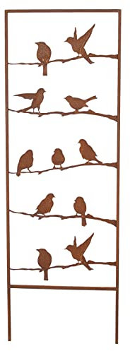 FRANK FLECHTWAREN Dekoleiter Vogelgezwitscher, Metall in moderner Rostoptik, Maße: 38 x 115 cm