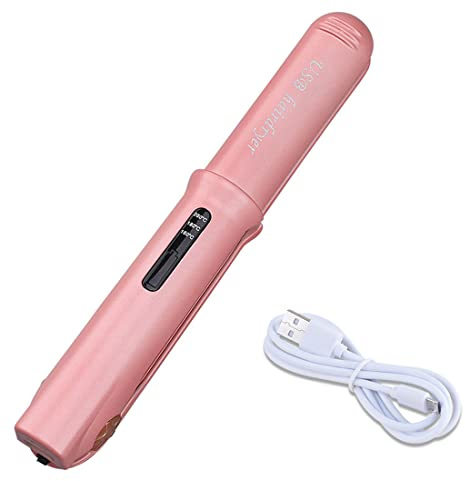 BODYA 2-i-1 trådlös hårlockare USB-laddningsbar trådlös plattång keramik skena 3 temperatur LCD-skärm