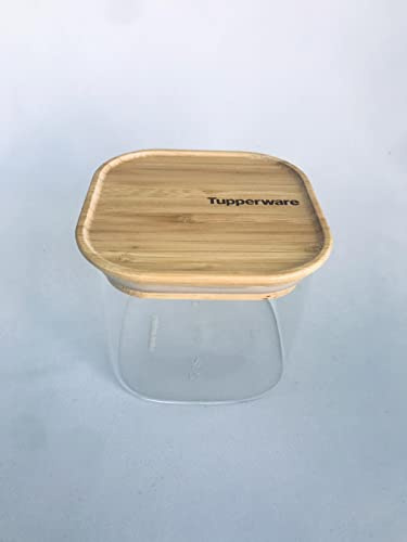 Tupperware Bamboo Clear Storage 550 ml mit Bambus Deckel transparent Vorratsdose Vorrat Dose Behälter für Zucker, Kaffee, Kekse