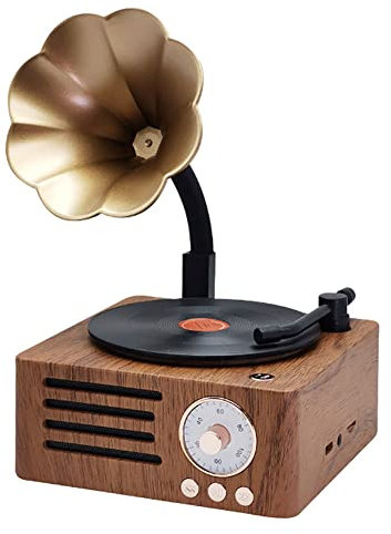 KIPEKE Radio Retro, Mini Radio FM portátil, Casete Retro Boombox, gramófono con Altavoz Bluetooth 5.0, Tocadiscos Vintage, Estilo clásico de los años 80 Retro