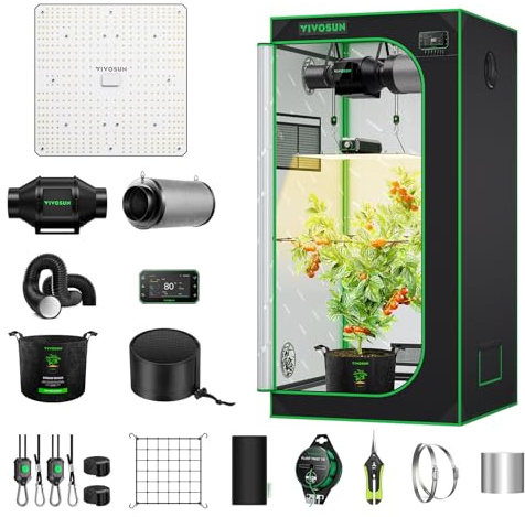 VIVOSUN Smart Grow Tent Kit 2.7 × 2.7ft WiFi-Integrated Automatic Complete Grow System with Full Spectrum LED Grow Light 150W, Efficient Ventilation System with GrowHub E42A+ Controller