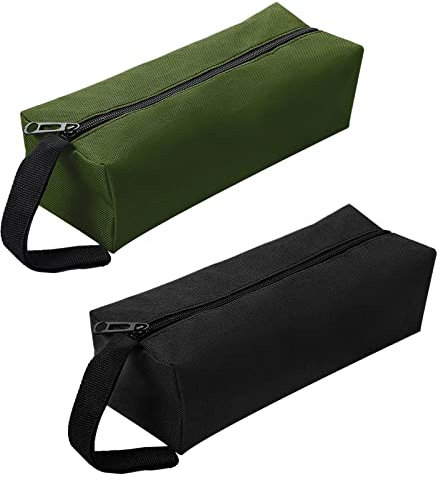 2Pcs Multipurpose Zipper Small Tool Bag, Canvas Tool Bags Small Tool Pouch Tote Bags Tool Organizer Storage Bag for Screwdriver Tool(Black&Green)