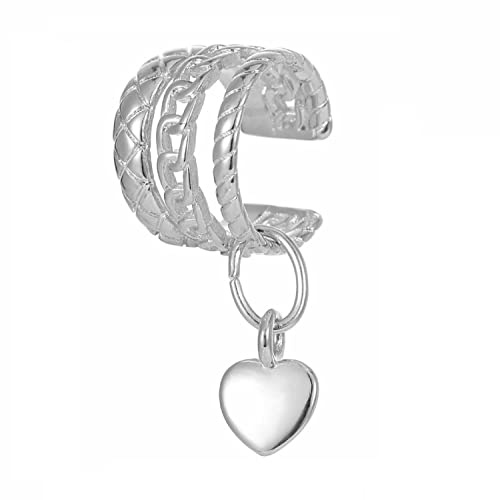 Bellitia Jewelry Oxidiert 925 Sterling Silber Herz Ohrclips Nicht Piercing Clip Ear Cuff Dreifachreifen Ohrstulpe Ohrringe für Damen Mädchen Frauen, Mode Zirkonia Ohrschmuck Set