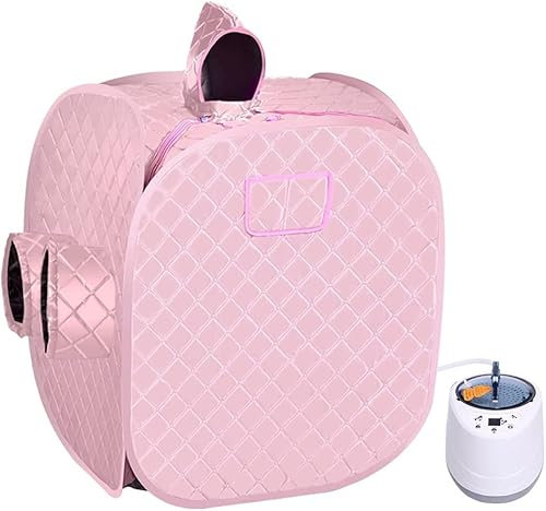 Double Use Home And outdoor Steam Sauna Tent Portable Sauna 2L Energy-Sauna Portable Pot sauna Cabin With Hat Sauna Bath Box body Face Sauna Steam Cabin Personal Spa And Remove Toxin UK Plug (Pink)